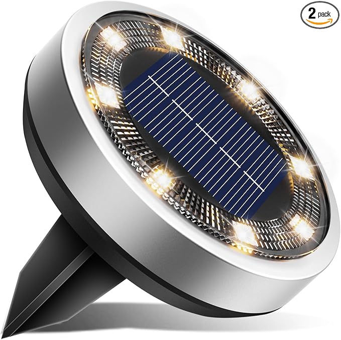 btfarm 2 Pack Solar Lights Outdoor, 8 LED Solar Ground Lights IP65 Waterproof by btfarmdecorativelighting