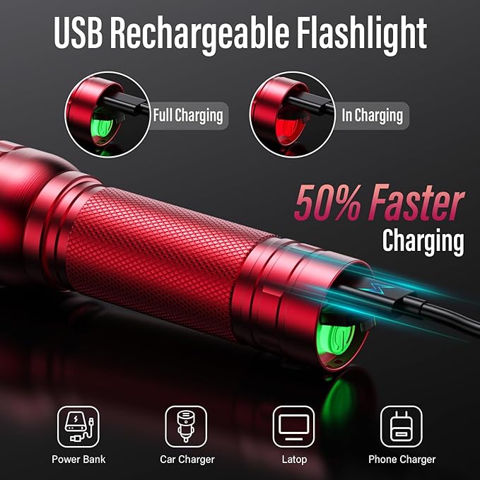Rechargeable Flashlights High Lumens, G1000 Super Bright Flash Light 2 Pack - Image 3