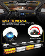 HLauto 604N Emergency Dash Strobe Lights: 2x16.8 inch Amber White Security - Image 6