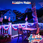 btfarm 4 Pack Red White and Blue Solar Fairy Lights, 4th of July Solar String - Image 5