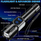 Rechargeable LED Flashlight, Super Bright 99000 High Lumens Flash Light - Image 9
