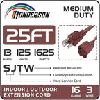 25FT Brown Outdoor Extension Cord-16/3 SJTW Durable Extension Cord - Image 2