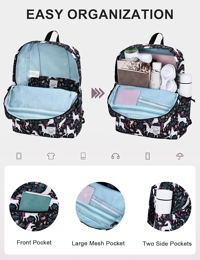 VASCHY Backpack for School, Lightweight Water Resistant Bookbag Casual Daypack - Image 3