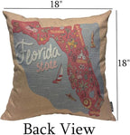 Mugod Florida Map Throw Pillow Cover Travel and Attractions Map of The State of - Image 2
