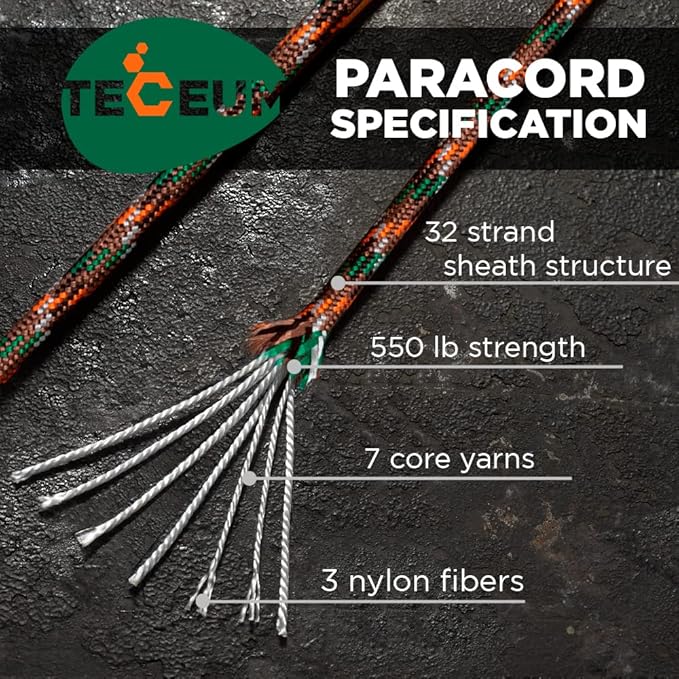 TECEUM Reflective Paracord Rope 1000 – 1000ft/200ft/100ft/50ft – 40+ Colors – - Image 2