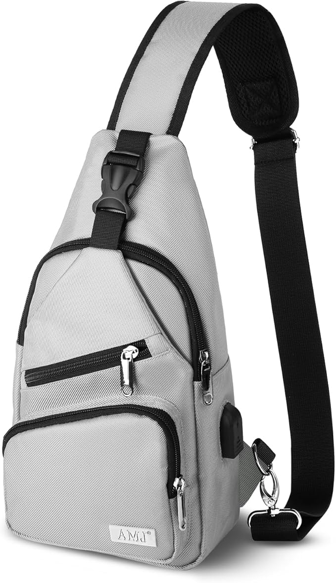 AMJ Crossbody Sling Bag Men Women, Casual Shoulder Backpack, Chest Daypack by AMJ