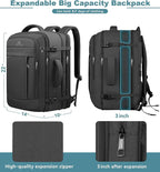 60L Extra Large Travel Laptop Backpack, 3XL Expandable Carry On Backpack - Image 2