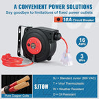 VEVOR Retractable Extension Cord Reel, 30 FT, Heavy Duty 16AWG/3C SJTOW - Image 4