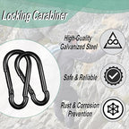 Black Carabiner, Heavy Duty Galvanized Steel Spring Snap Hook Carabiner Clips - Image 3