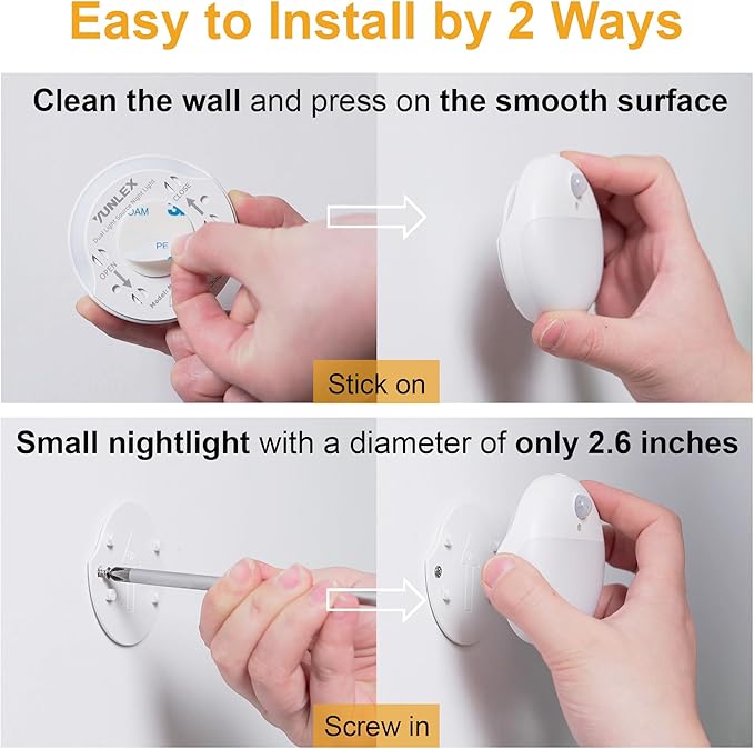 YUNLEX 2 Pack Azure Battery Night Light, Motion Activated Night Light, 2.6" - Image 7