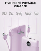 VRURC Portable Charger Built-in Cables and AC Wall Plug, USB C Power Bank - Image 3