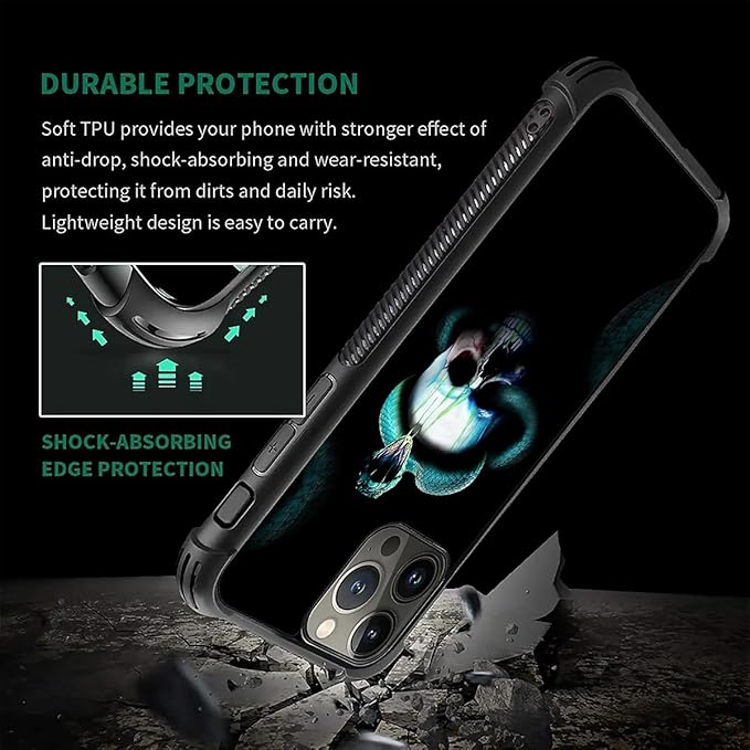 for iPhone 16 Pro Max Case, Skeleton Winding Snake Pattern Graphic Design Girl - Image 5