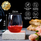 FOCUSLINE 32 Pack Plastic Wine Glasses Stemless, 12 Oz Crystal Clear Disposable - Image 2