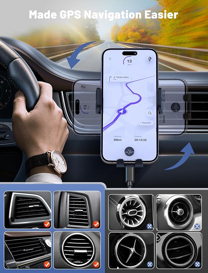 Wireless Car Charger, MOKPR Auto-Clamping Car Mount 15W/10W/7.5W Fast Charging - Image 3