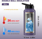 32oz Insulated Water Bottle, BPA Free&Leak Proof, Stainless Steel Water Flask - Image 2