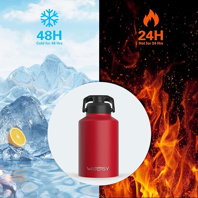 WATERSY Half Gallon Water Bottle Insulated, BPA Free&Leak Proof, 64oz Stainless - Image 2