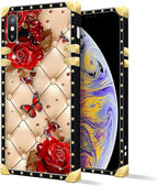 Compatible with iPhone XR Case, Shining Red Rose Butterfly Leather Background - Image 2