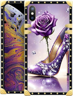Compatible with iPhone Xs Max Case, High Heeled Purple Diamond Rose Luxury by Unknown