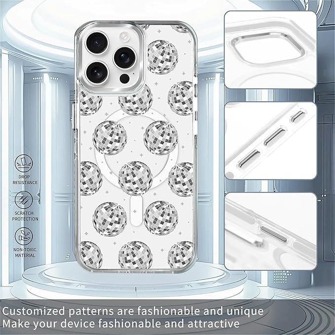 Case for iPhone 13 Pro, Disco Ball Grayish White Phone Case Design，for Women - Image 2