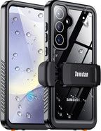 Temdan Compatible with Samsung Galaxy S24 Case Waterproof with Belt Clip Holster by Temdan