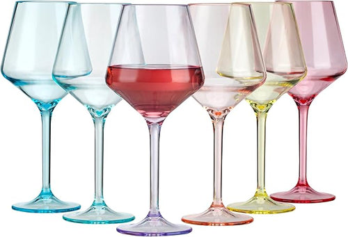 16-ounce Plastic Stem Wine Glasses, All Purpose Arcylic Glasses by ZAINCA