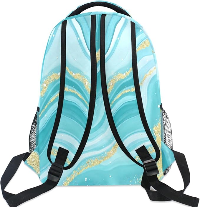 Wamika Turquoise Tie Dye Backpack Green Blue Marble School Backpacks Preschool - Image 7