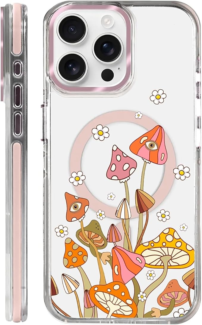 Case for iPhone 13 Pro, Retro Mushroom Sunflower Phone Case Design，for Women by Toulas