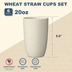 Wrova Wheat Straw Cups 6 PCS Good Alternative to Plastic Reusable Cups 20 oz - Image 2