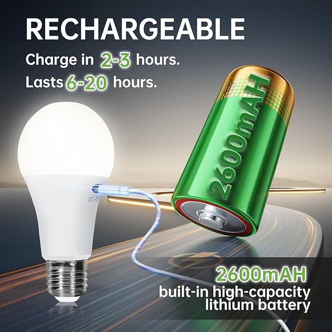 Kimjo 4 Pack Rechargeable Light Bulbs - Image 3