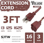 YOJOE Extension Cord, 3 Prong 13A Weatherproof Power Cord, 16 Gauge Heavy Duty - Image 2