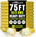 75ft Outdoor/Indoor Extension Cord 14/3 Gauge Heavy Duty 3 Prong SJTW, by LifeSupplyUSA