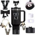 6pcs Black Stanley Cup Accessories Set, Bow Straw Topper by MOTEERLLU