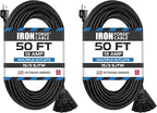 Iron Forge Cable 2 Pack 50 Ft Black Extension Cord by IronForgeCable