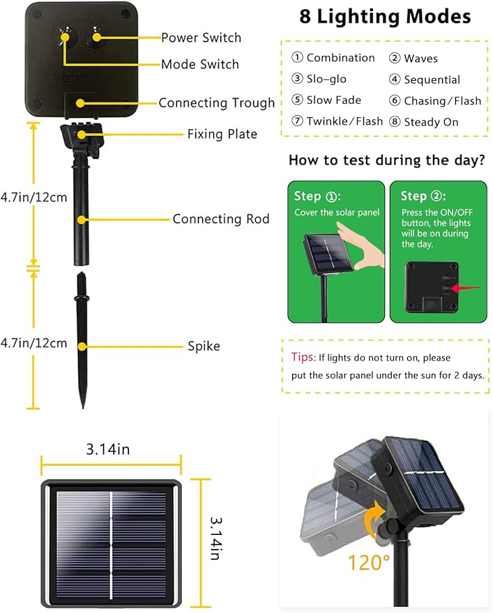 2 Pack 200 LED Solar String Lights - Image 5