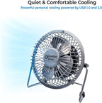 Comfort Zone 4-inch All-Metal Mini Desk Fan – High Velocity Portable USB Fan - Image 7