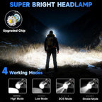 Rechargeable Headlamp High Lumen, 3000L Super Bright Head Lamp, 90° Rotatable - Image 2