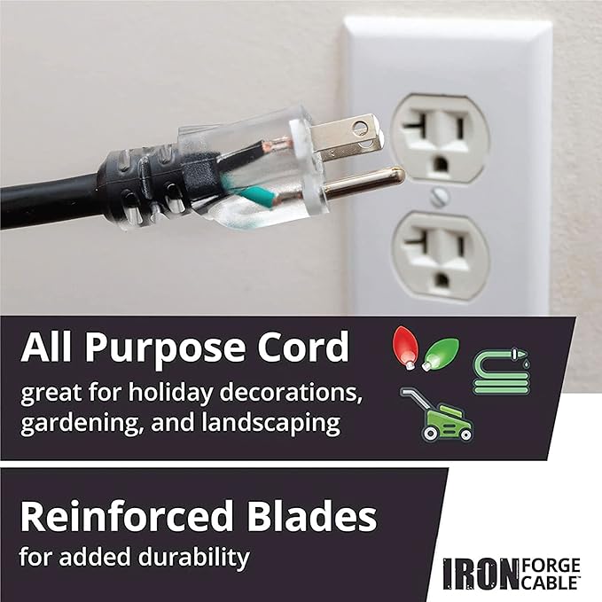 Iron Forge Cable 2 Pack 12 Gauge Outdoor Extension Cord 10 Ft, SJTOW 12/3 Heavy - Image 8