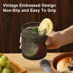 ZMOWIPDL Vintage Glassware Drinking Glasses Set of 12, Embossed Water Tumbler - Image 5