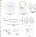 9PCS White for Stanley Cup Accessories Set Bling Initials Bow Charms for - Image 3