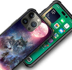 for iPhone 12 Pro Max Case, Star Two Wolfs Howling Pattern Graphic Design Girl - Image 3