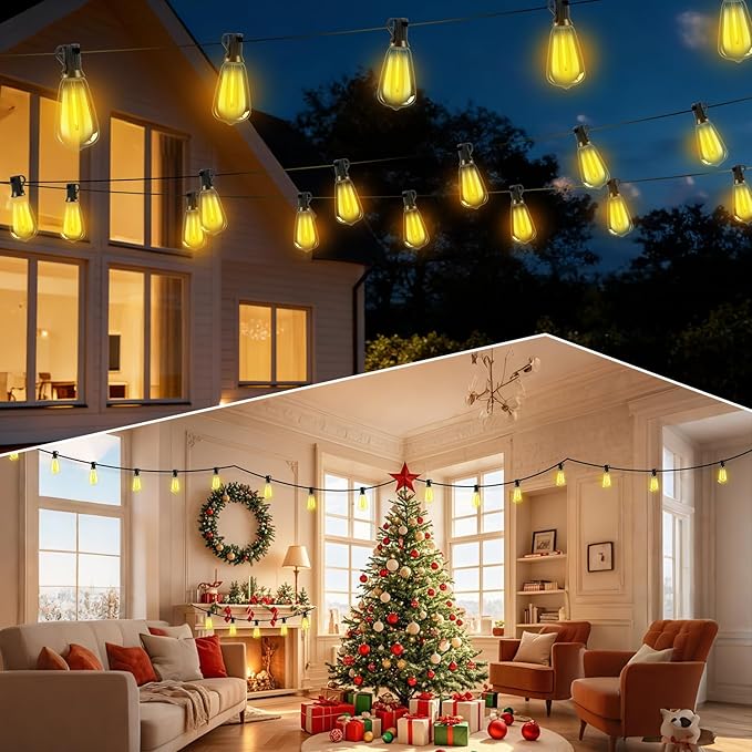 Solar Lights Outdoor Waterproof: ST38 50FT 15M Shatterproof Bulbs Patio Lights - Image 9