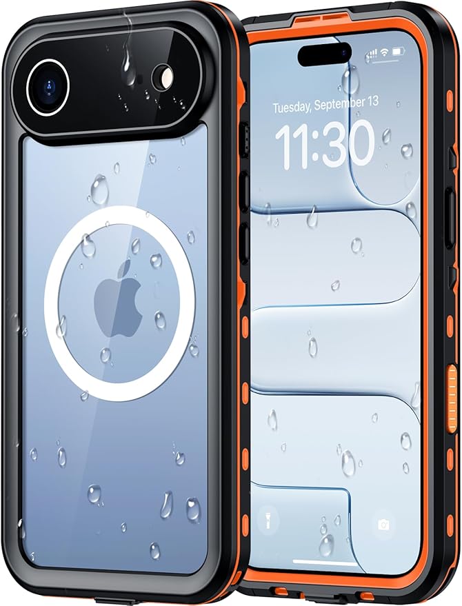 Red2Fire for iPhone Air Case Waterproof, Phone Case 6.5" Orange/Clear by Red2Fire