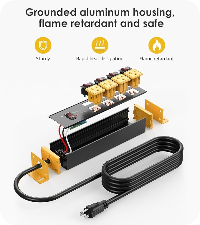 CCCEI Heavy Duty Surge Protector Power Strip 20 Amp Individual Switches. 4FT 12 - Image 6