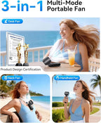 KIMMOO 3-in-1 Portable Handheld Turbo Fan-100 Speeds, Powerful 20000 RPM - Image 4