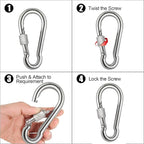 Locking Carabiner Clips, Stainless Steel Spring Snap Hook Locking Carabiner - Image 4