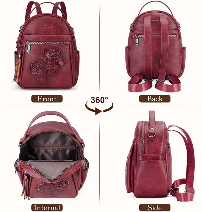 Mini Backpack Purse for Women, Embossed Vegan Leather Small Backpack Fashion - Image 4