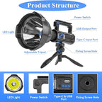 Rechargeable Spotlight, 000L High Lumens Led Spot Lights Outdoor Handheld Super - Image 6