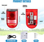 Qualirey Solar Sound and Light Alarm Motion Sensor 129db Outdoor Security Siren - Image 4