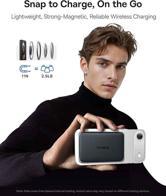 Baseus Picogo Power Bank, 0.3" Ultra Slim 5000mAh MagSafe Battery Pack - Image 6