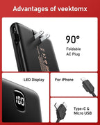VEEKTOMX Portable Charger with Built in Cables 10000mAh, Power Bank - Image 8